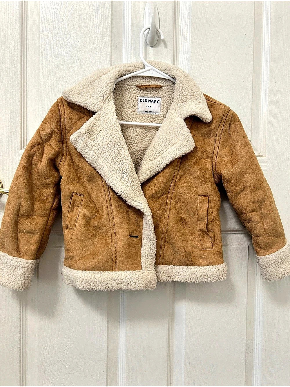 Old Navy Faux-Suede Sherpa-Lined Moto Jacket Sherpa-Lined Jacket girls Small